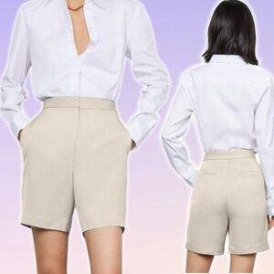 NWT BABATON Aritzia Borna High Rise Longline Pleated Shorts Sz 2 Denude